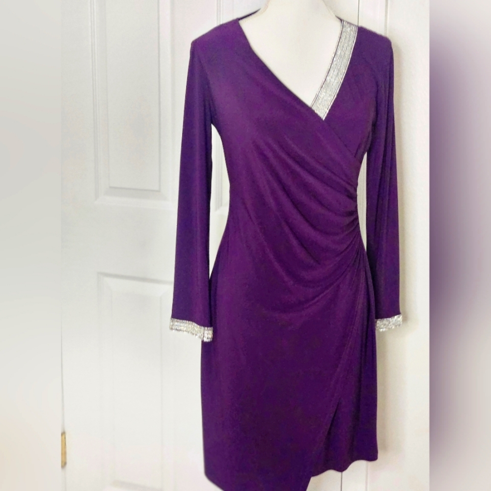 MSK Women's Purple Rhinestone Dress. Size S./M
